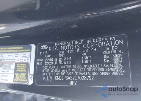 2014 Kia Soul + from USA, damaged, VIN KNDJP3A57E7028792